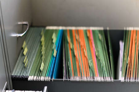 Close up of documents file in file cabinet backgroundの写真素材