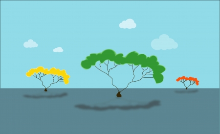 Set of beautiful vector trees standingのイラスト素材