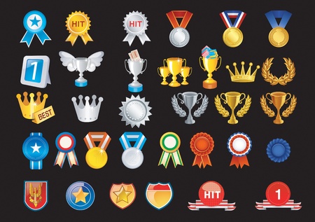 Prizes include medals and other trophiesのイラスト素材