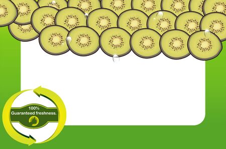 Frame and background of fresh fruits and 100% guaranteed.のイラスト素材