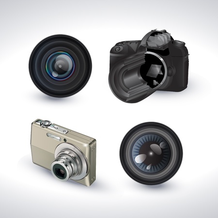 2 digital camera with 2 lensのイラスト素材