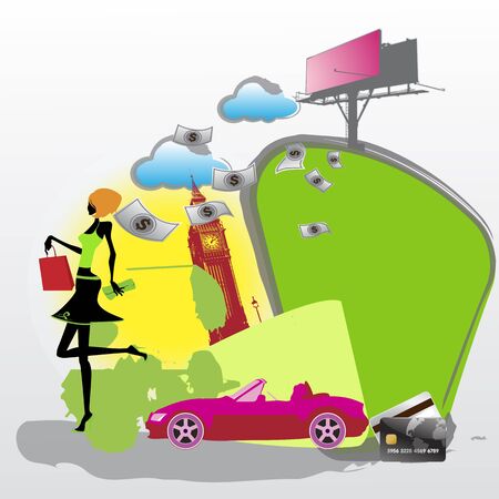 colorful commerce page layout shopping themeのイラスト素材