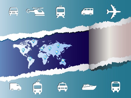 World travel map with icons vector and pinのイラスト素材