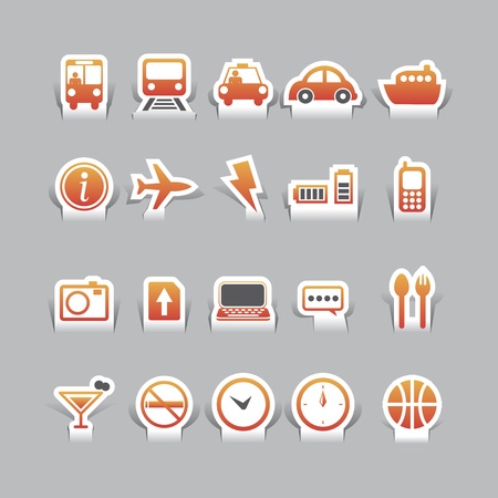paper cut travel and tranformation iconsのイラスト素材