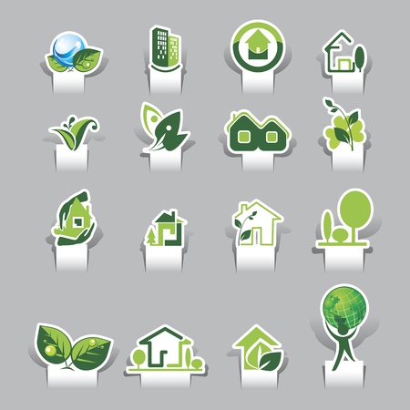 Paper cut Ecological Iconsのイラスト素材