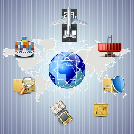 Distribution and cargo shipping illustrationのイラスト素材