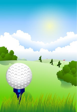 Golf ball on tee in a beautiful golf clubのイラスト素材