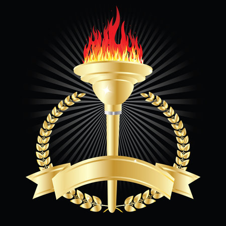 sports competition torch on black backgroundのイラスト素材