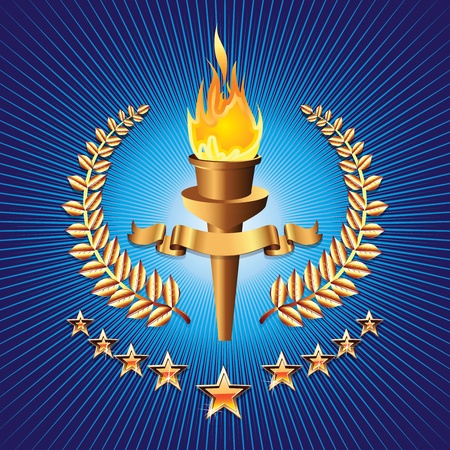 sports competition torch on blue background with starのイラスト素材