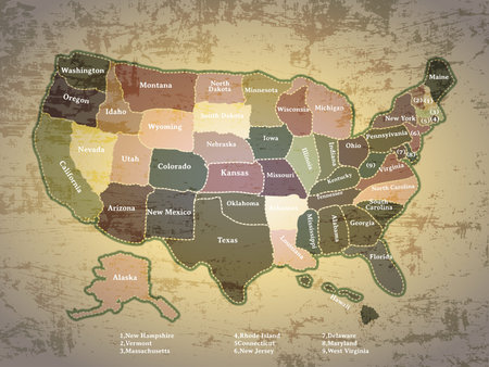 Antique Vintage Color Map United States of America のイラスト素材