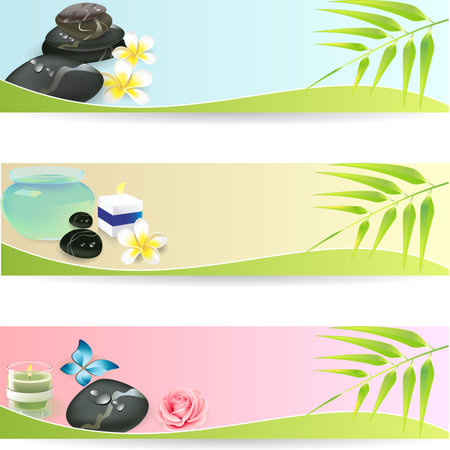 Stone Spa Frangipani banner setのイラスト素材