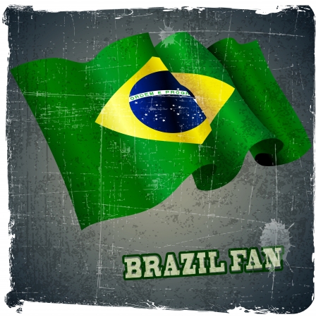 flag of Brazil fan football world cup grunge backgroundのイラスト素材