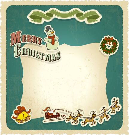 retro vintage christmas frame seasons greetingsのイラスト素材