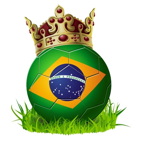 king of soccer football Brazil with cown and grassのイラスト素材