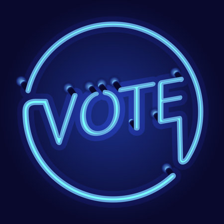 neon light word vote on blue backgroundのイラスト素材