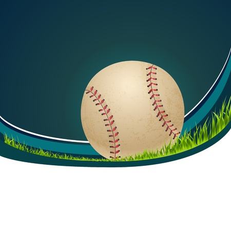 Softball in grass close up isolated on white with copy spaceのイラスト素材