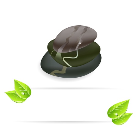 Spa background of black pebble with leaf and copy spaceのイラスト素材