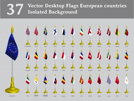 desktop flags European countries isolated background setのイラスト素材