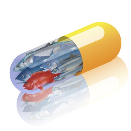 fishes in capsule concept vitamin from fishesのイラスト素材