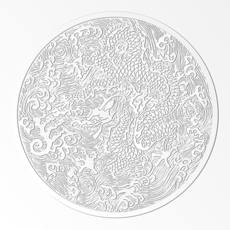 paper cut design isolated vector Chinese dragonのイラスト素材