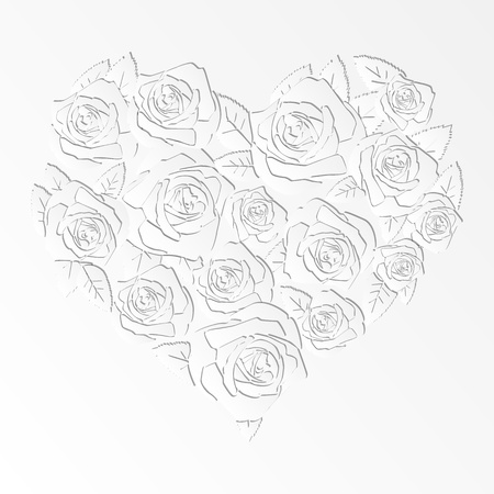 paper cut design isolated vector heart of rosesのイラスト素材
