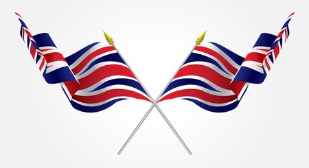 Isolated Twin United Kingdom flags waving on whiteのイラスト素材
