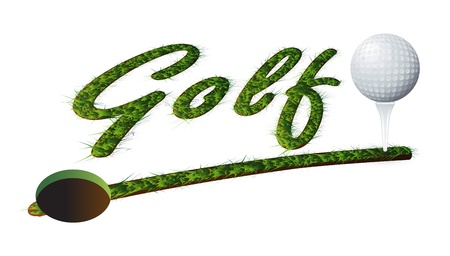 isolated headline Grass Text golf and ballのイラスト素材