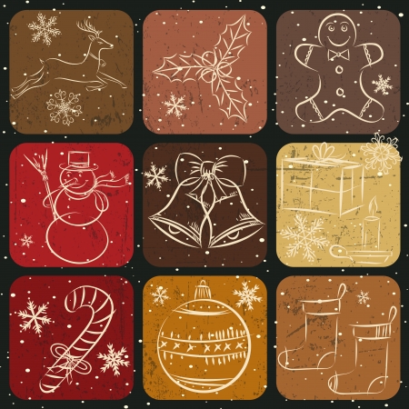 Christmas Collection of hand drawn decoration bannerのイラスト素材