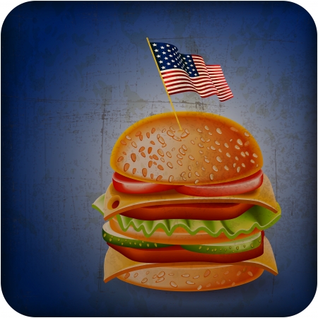 vintage USA hamburger with Grunge Effectのイラスト素材