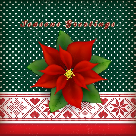 Christmas card with Christmas flower poinsettiaのイラスト素材