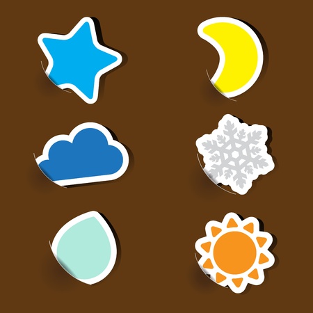 Colorful label paper weather iconsのイラスト素材