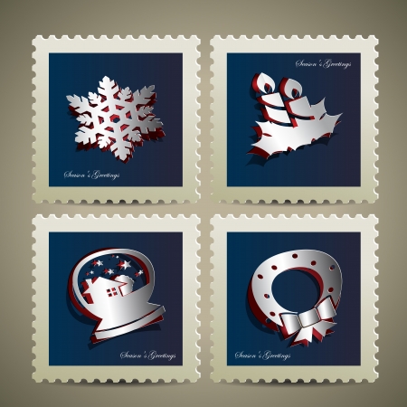 set of merry xmas stampのイラスト素材