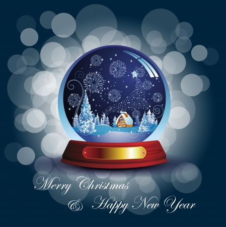 Christmas card with snow globe のイラスト素材