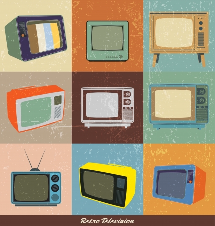 Collection of retro television with grunge Effectのイラスト素材