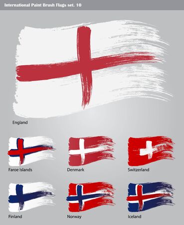 set of  International Paint Brush Flagsのイラスト素材