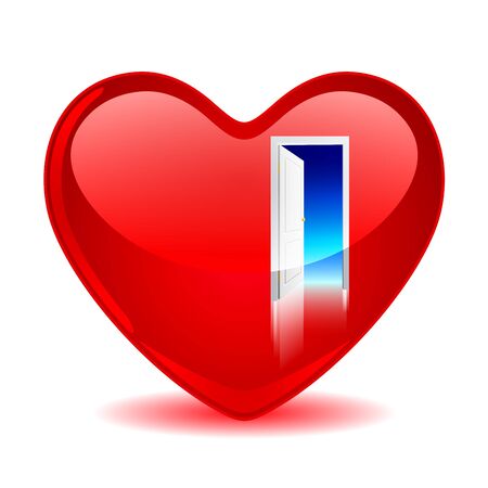 Red heart with an open doorのイラスト素材