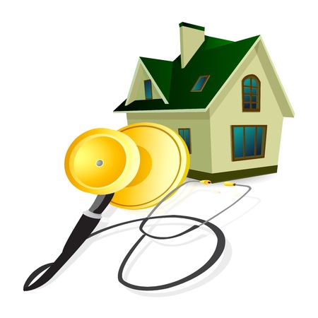 A house with a stethoscope wrapped round itのイラスト素材