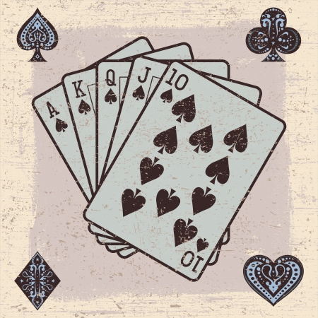Illustrator of Playing Cards with Grunge Effectのイラスト素材