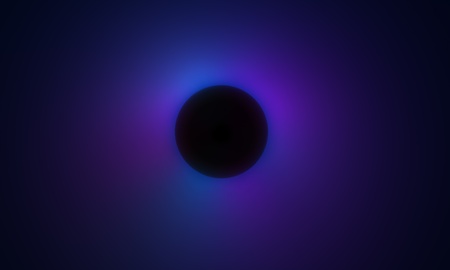 Rendering 3d of an artistic eclipse colored in blue, magenta and cyan.の写真素材