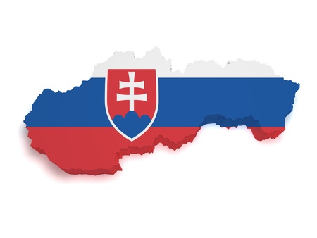 Shape 3d of Slovakian flag and map isolated on white background の写真素材