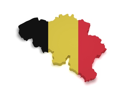 Shape 3d of Belgian flag and map isolated on white background の写真素材