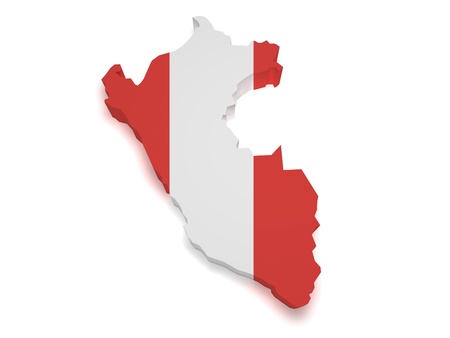 Shape 3d of Peruvian flag and map isolated on white background の写真素材