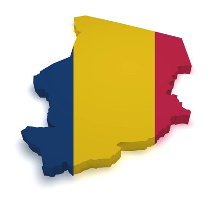 Shape 3d of Chad map with flag isolated on white background の写真素材