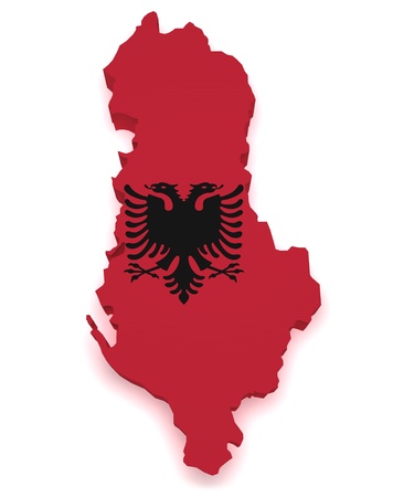 Shape 3d of Albania map with flag isolated on white background の写真素材