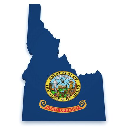 Shape 3d of Idaho map with flag isolated on white background の写真素材