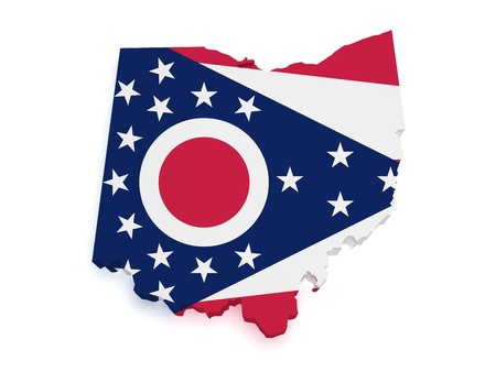 Shape 3d of Ohio map with flag isolated on white background の写真素材