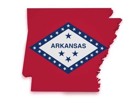 Shape 3d of Arkansas map with flag isolated on white background の写真素材