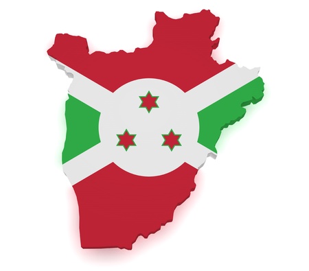 Shape 3d of Burundi map with flag isolated on white background.の写真素材