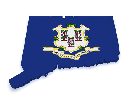 Shape 3d of Connecticut map with flag isolated on white background.の写真素材