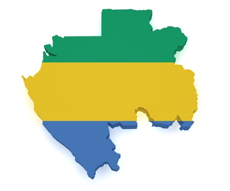 Shape 3d of Gabon map with flag isolated on white background.の写真素材